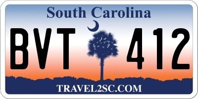 SC license plate BVT412