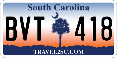SC license plate BVT418