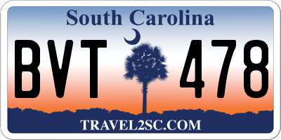 SC license plate BVT478