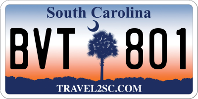 SC license plate BVT801