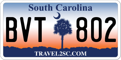 SC license plate BVT802