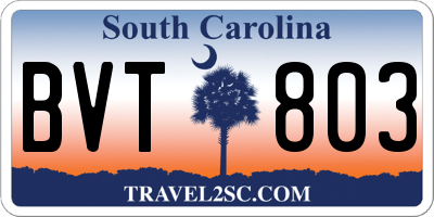 SC license plate BVT803