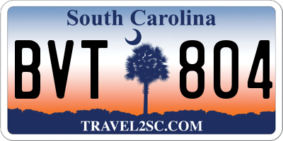 SC license plate BVT804