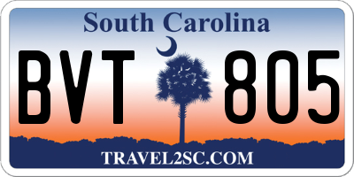 SC license plate BVT805