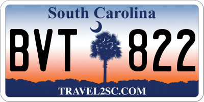 SC license plate BVT822