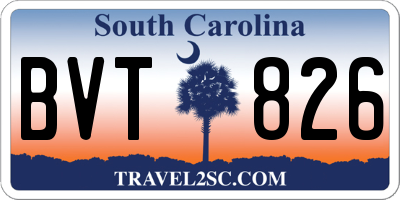 SC license plate BVT826
