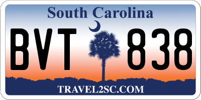 SC license plate BVT838