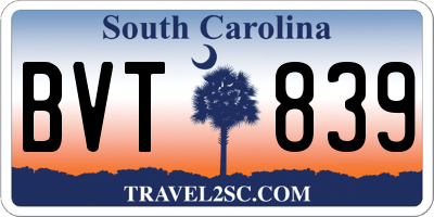SC license plate BVT839