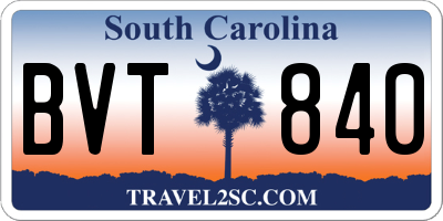 SC license plate BVT840