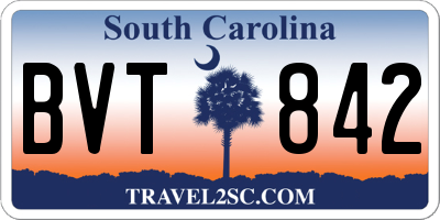 SC license plate BVT842