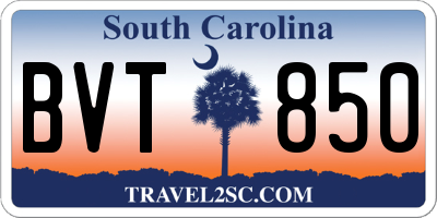 SC license plate BVT850