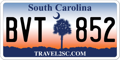 SC license plate BVT852