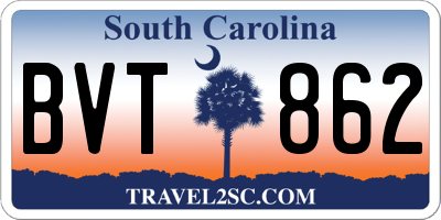 SC license plate BVT862