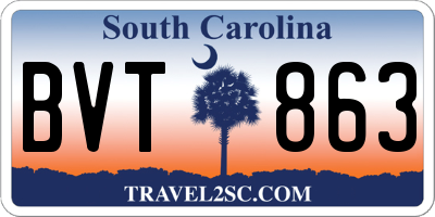 SC license plate BVT863