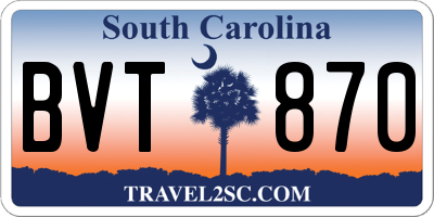 SC license plate BVT870