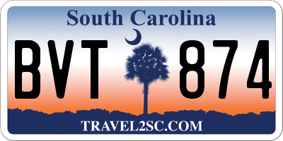 SC license plate BVT874