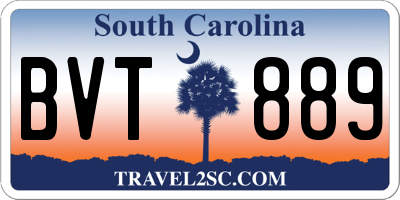 SC license plate BVT889