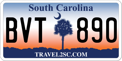 SC license plate BVT890