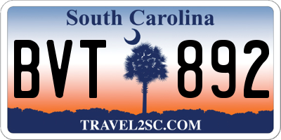SC license plate BVT892