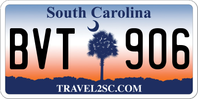 SC license plate BVT906