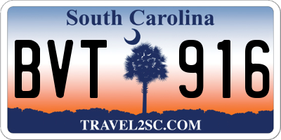 SC license plate BVT916