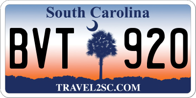 SC license plate BVT920