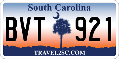 SC license plate BVT921