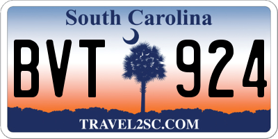 SC license plate BVT924