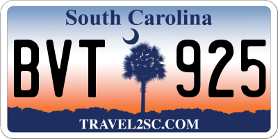 SC license plate BVT925