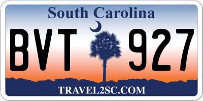 SC license plate BVT927