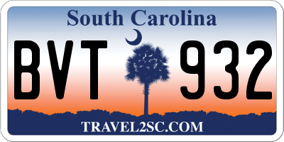 SC license plate BVT932