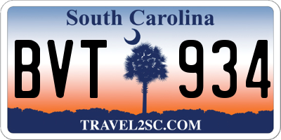 SC license plate BVT934