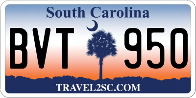 SC license plate BVT950