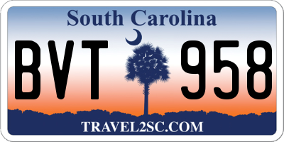 SC license plate BVT958