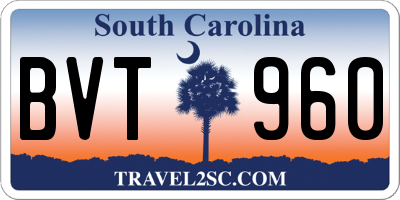 SC license plate BVT960