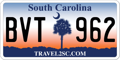 SC license plate BVT962