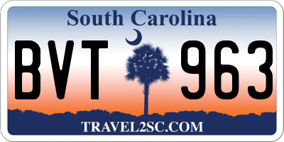 SC license plate BVT963