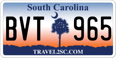 SC license plate BVT965