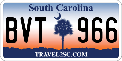 SC license plate BVT966