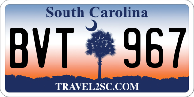 SC license plate BVT967