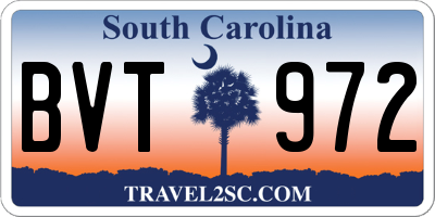 SC license plate BVT972