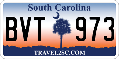 SC license plate BVT973