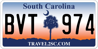 SC license plate BVT974