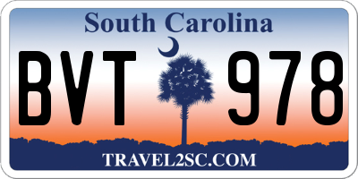 SC license plate BVT978
