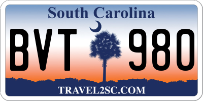 SC license plate BVT980