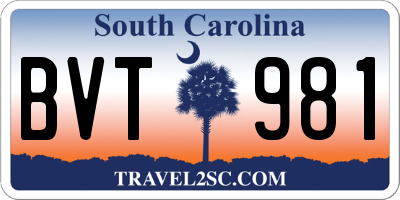 SC license plate BVT981