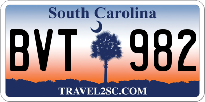 SC license plate BVT982