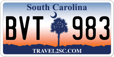 SC license plate BVT983