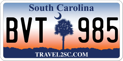 SC license plate BVT985