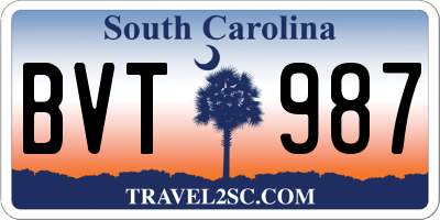 SC license plate BVT987